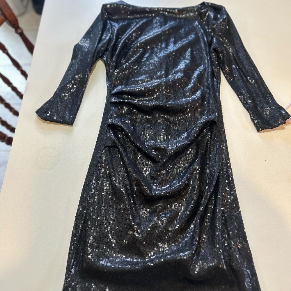 Parker Black Sequined Cocktail Dress